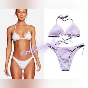 Vitamin A Gia Triangle Top & California High Waist Bottoms Bikini Set Large NWT